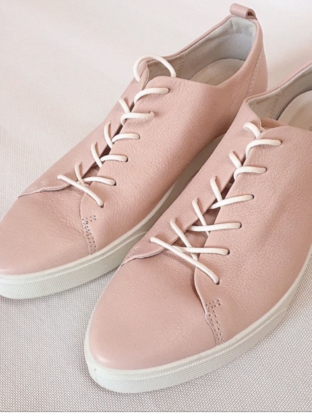 Ecco Pink Soft Leather Sneakers, Size US 10